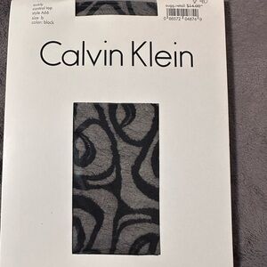 𝅺calvin Klein Swirl Control Top Black Tights Size B